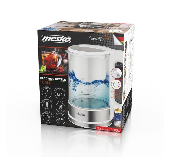 Електрочайник Mesko MS 1301 white